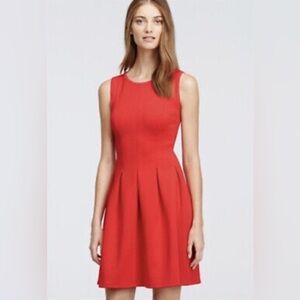 J.Crew Red Sleeveless Pleated Flare Dress